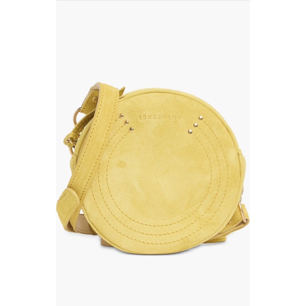 Longchamp Paris Cavalcade Round‎ Suede Belt Bag Shoulder Bag Acid Yellow Zip